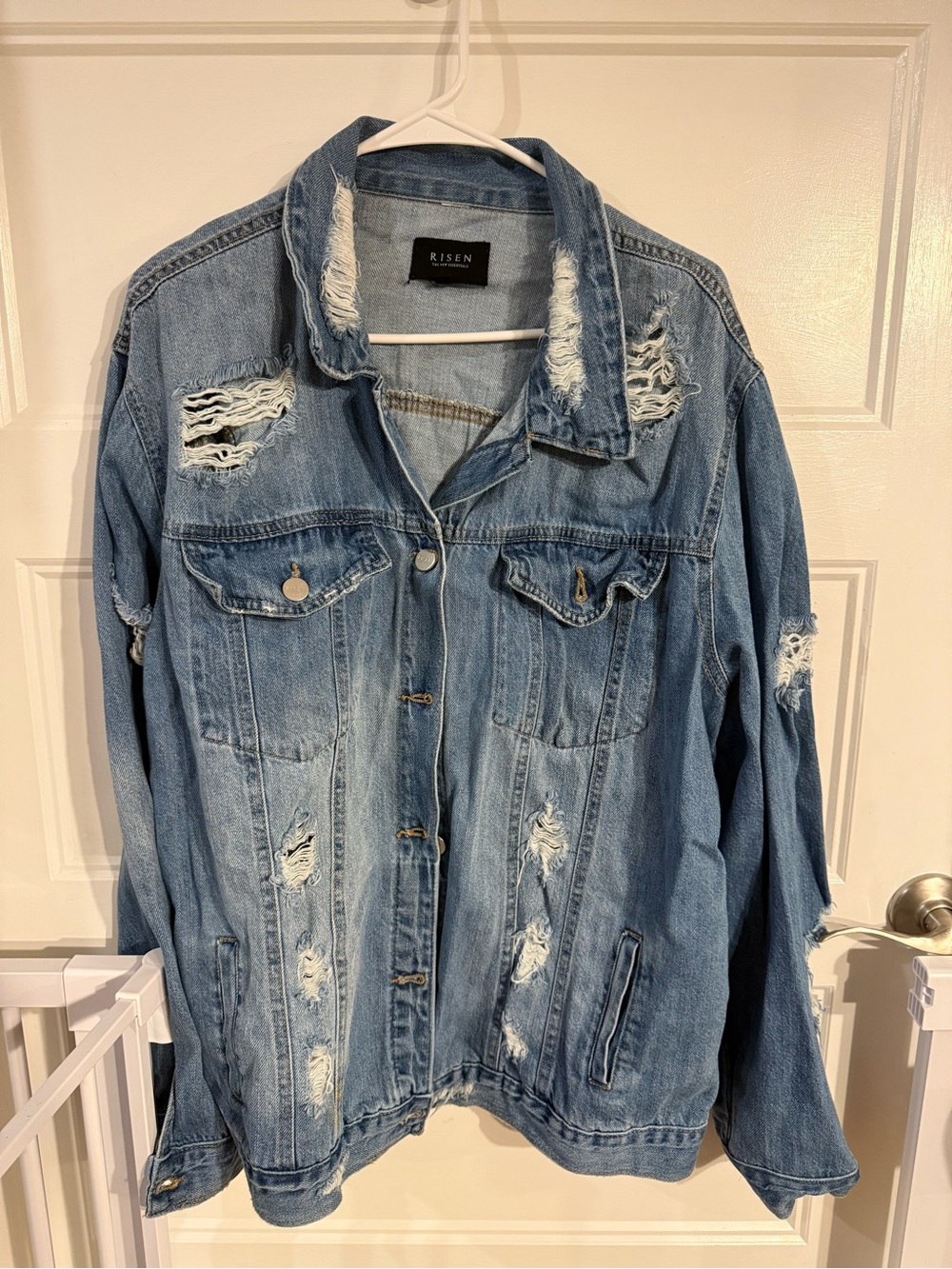 Risen Distressed Light Blue Denim Jacket